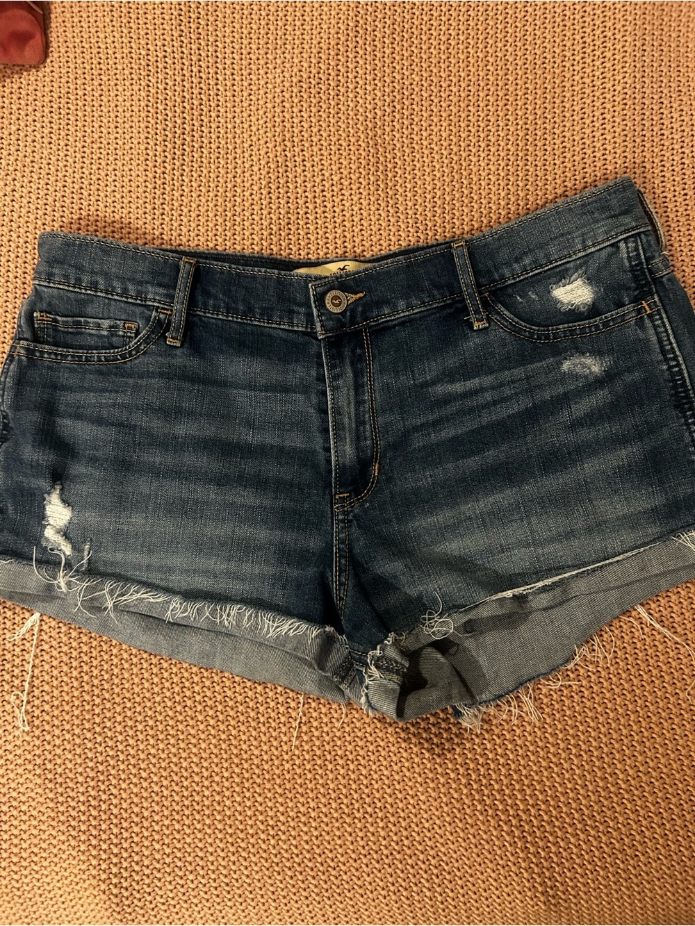 Hollister Dark Blue Distressed Denim Shorts Y2Kish look